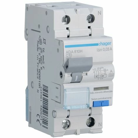 Brandneu 👏 Fehlerstrom-Schutzschalter Hager 1P+N 30MA 10A ADA810H ✔️ 1 Brandneu 👏 Fehlerstrom-Schutzschalter Hager 1P+N 30MA 10A ADA810H ✔️