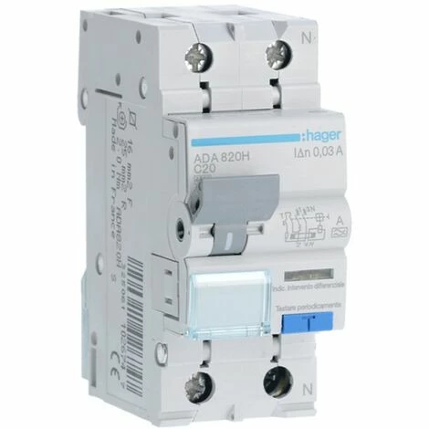 Schlussverkauf 👏 Fehlerstrom-Schutzschalter Hager 1P+N 30MA 20A ADA820H 🔔 1 Schlussverkauf 👏 Fehlerstrom-Schutzschalter Hager 1P+N 30MA 20A ADA820H 🔔