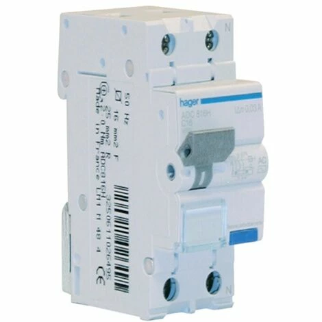 Schlussverkauf 🛒 Fehlerstrom-Schutzschalter Hager 1P+N 30MA 16A ADC816H 👏 1 Schlussverkauf 🛒 Fehlerstrom-Schutzschalter Hager 1P+N 30MA 16A ADC816H 👏