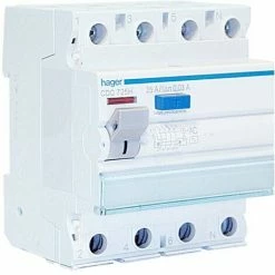 Rabatt 🔥 Hager-Fehlerstrom-Schutzschalter 4P 25A 30MA AC 4 Module CDC725H 👏