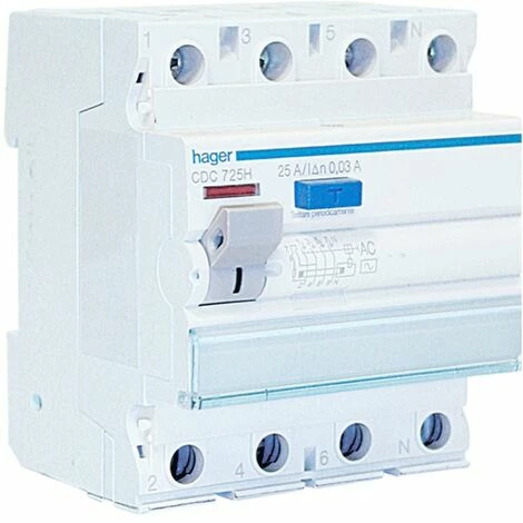 Rabatt 🔥 Hager-Fehlerstrom-Schutzschalter 4P 25A 30MA AC 4 Module CDC725H 👏 1 Rabatt 🔥 Hager-Fehlerstrom-Schutzschalter 4P 25A 30MA AC 4 Module CDC725H 👏