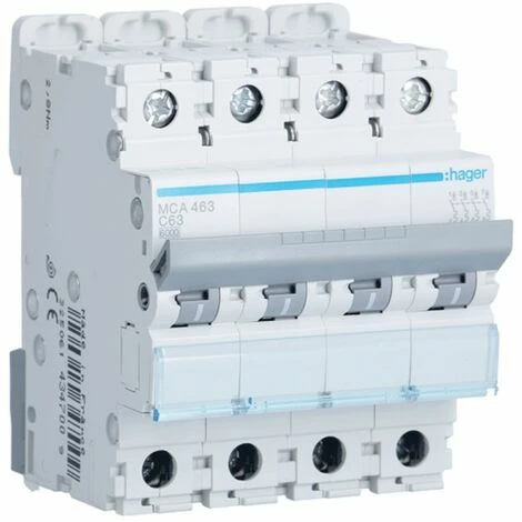 Rabatt 😀 Leistungsschalter Hager 4P 6KA 63A C 4 Module MCA463 🔔 1 Rabatt 😀 Leistungsschalter Hager 4P 6KA 63A C 4 Module MCA463 🔔