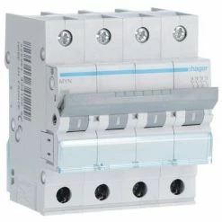 Neu 🧨 Leistungsschalter 4P Hager 6A 4,5 KA C 4 Module MYN406 🤩