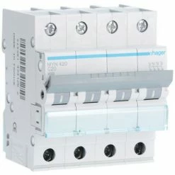 Aktion ❤️ Leistungsschalter 4P Hager 20A 4,5 KA C 4 Module MYN420 👍