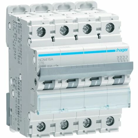 Großhandel 🌟 Leistungsschalter 4P Hager 16A 10KA C 4 Module NCN416A ✨ 1 Großhandel 🌟 Leistungsschalter 4P Hager 16A 10KA C 4 Module NCN416A ✨