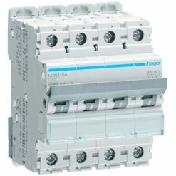 Brandneu 🎁 Leistungsschalter Hager 4P 10KA 40A C 4 Module NCN440A 👍