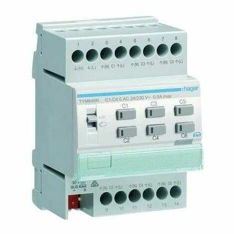 Auslauf 😉 Hager Heizungsaktor KNX REG 6Ausg 0,16A 24-230V Bussystem KNX Handschaltung TYM646R 😀 1 Auslauf 😉 Hager Heizungsaktor KNX REG 6Ausg 0,16A 24-230V Bussystem KNX Handschaltung TYM646R 😀