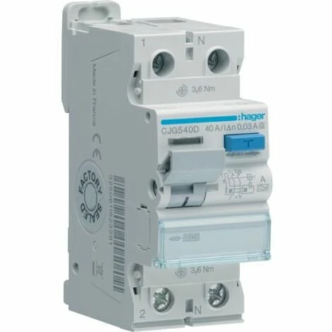 Neu 🥰 Hager FI-SCHUTZSCH.1P+N 40A 30MA A G (CJG540D) 🤩 1 Neu 🥰 Hager FI-SCHUTZSCH.1P+N 40A 30MA A G (CJG540D) 🤩