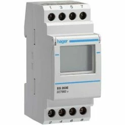 Brandneu 👏 HAGER EG203-DIGITALER WOCHENPROGRAMMIERER 2 SCHALTER 56 MANÖVER/TAG 🎉