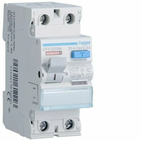 Neu 👍 HAGER CFC225M | Differential 2P 25A 300mA Typ-AC ✔️ 1 Neu 👍 HAGER CFC225M | Differential 2P 25A 300mA Typ-AC ✔️