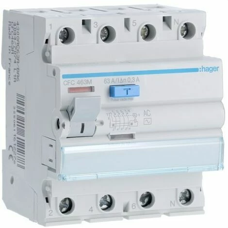 Budget 😉 HAGER CFC463M | Differential 4P 63A 300mA Typ-AC 🎉 1 Budget 😉 HAGER CFC463M | Differential 4P 63A 300mA Typ-AC 🎉