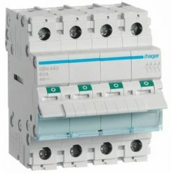 Budget ✔️ Hager Lasttrennschalter 80A 4 Pole 400VAc 4 Module SBN480 💯